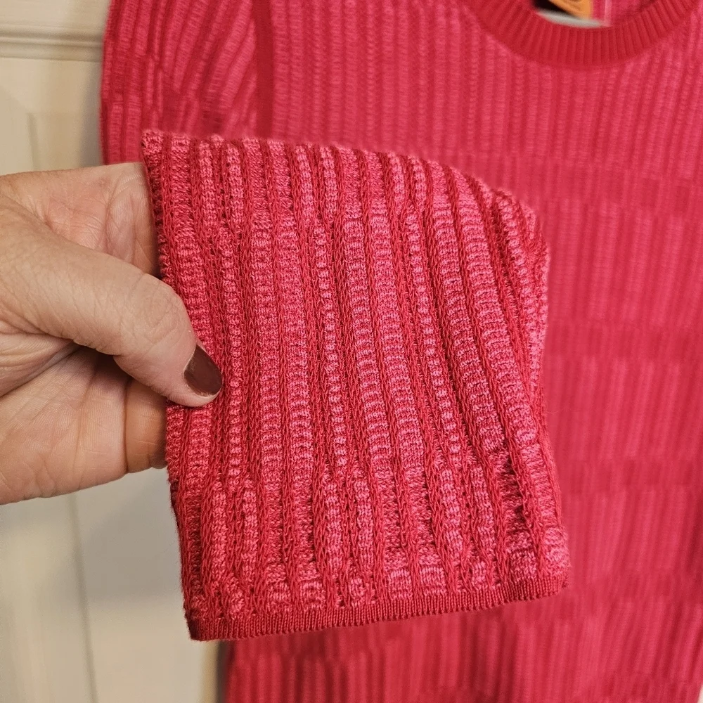 Tory Burch Knit Preppy Ribbed Sweater Textured Classic Strech